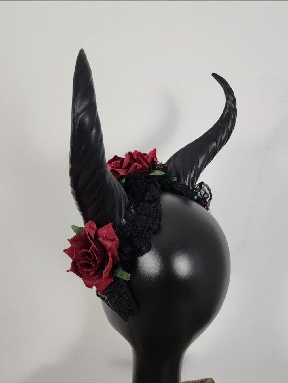 Krampus Horns Devil Demon Headband Red Rose Costume Head Piece Red Lights